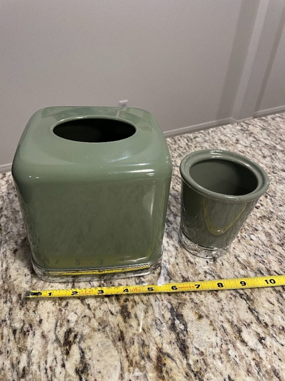 Tissue & Toothbrush holder containers, Porcelain Green